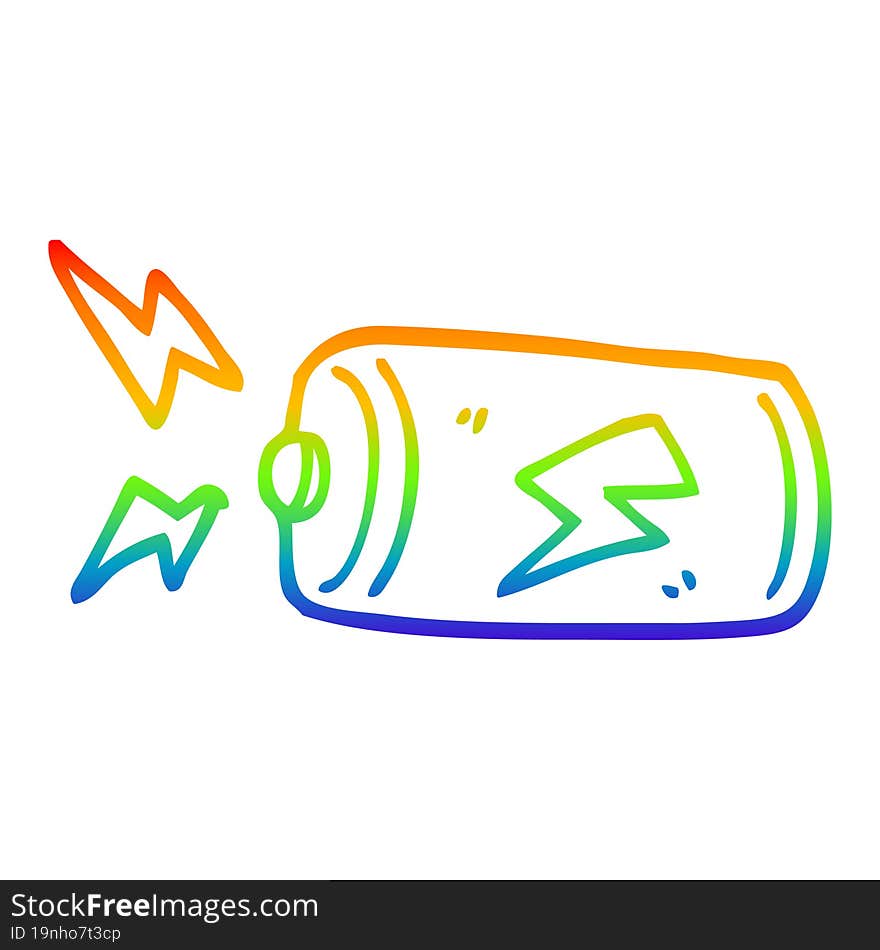 rainbow gradient line drawing cartoon battery