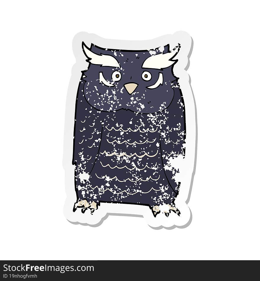 retro distressed sticker of a cartoon owl