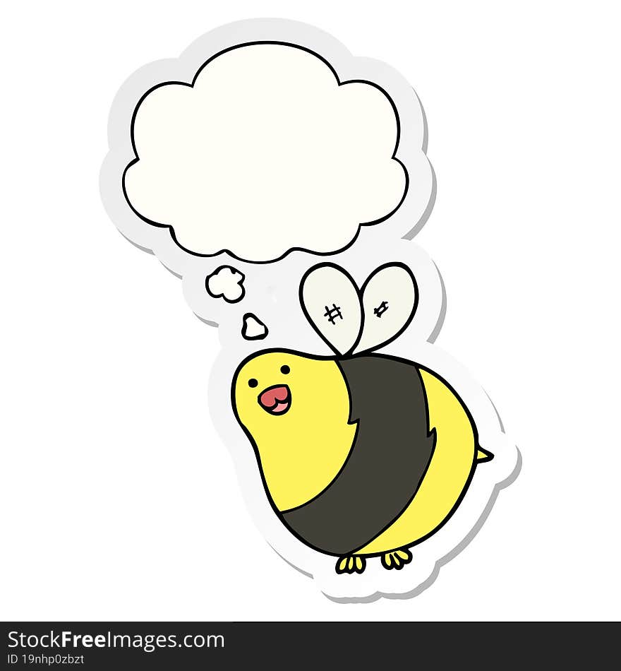 cartoon bee with thought bubble as a printed sticker