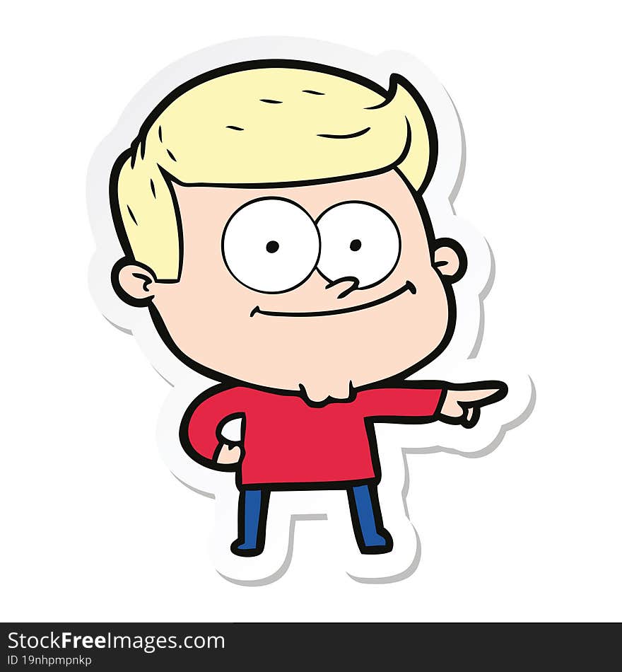 sticker of a cartoon happy man