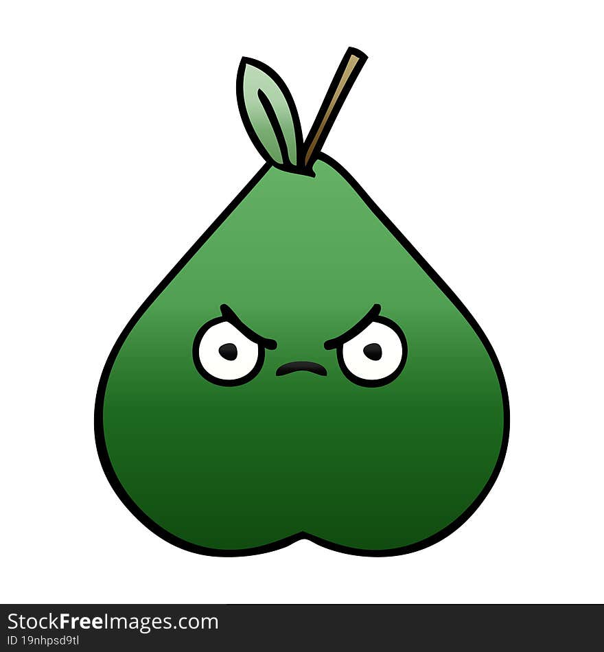 Gradient Shaded Cartoon Angry Pear