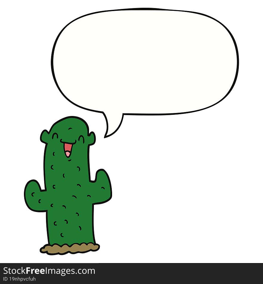 cartoon cactus and speech bubble