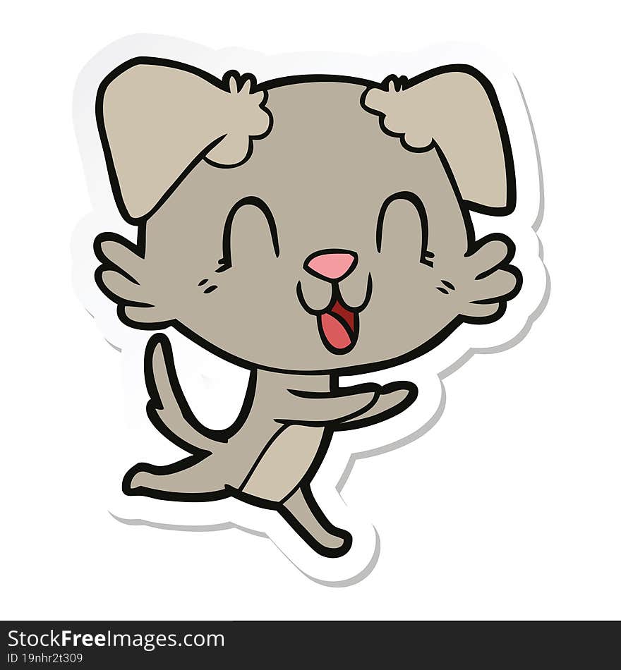 sticker of a laughing cartoon dog