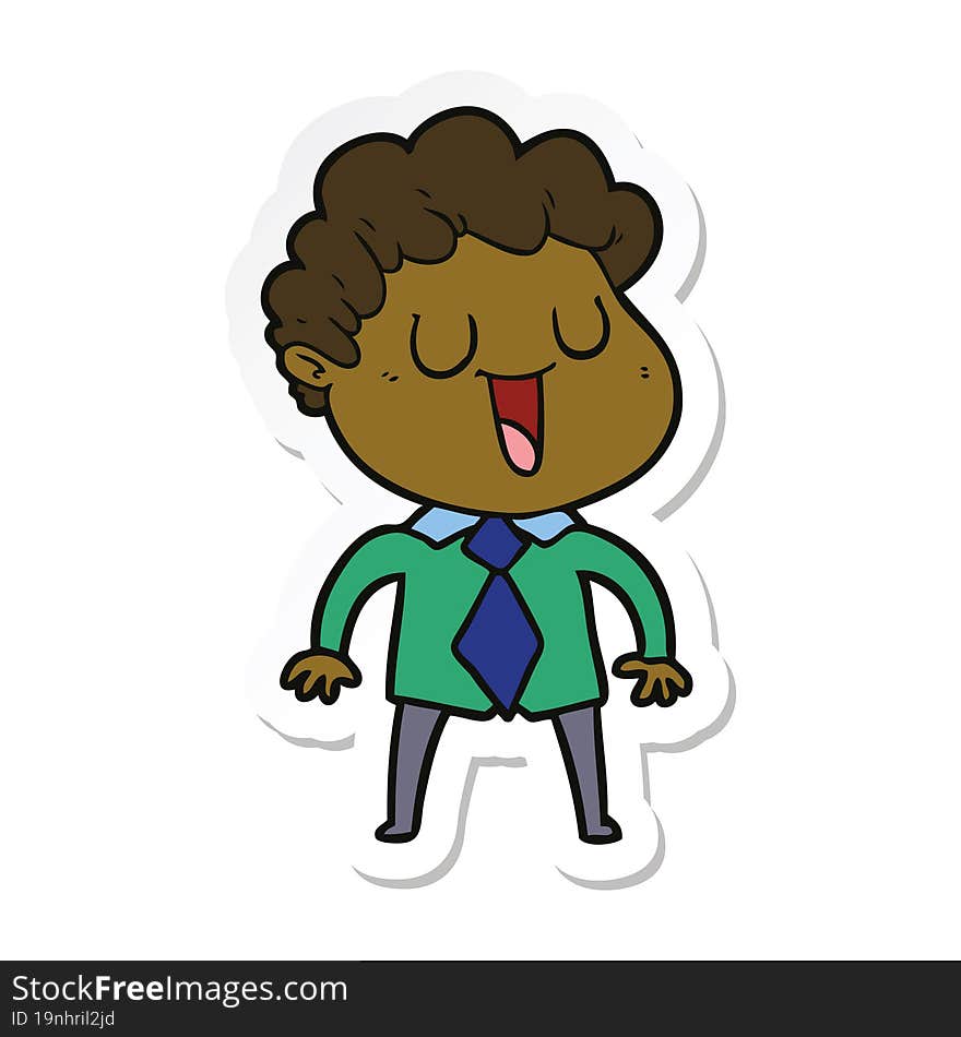 Sticker Of A Laughing Cartoon Man