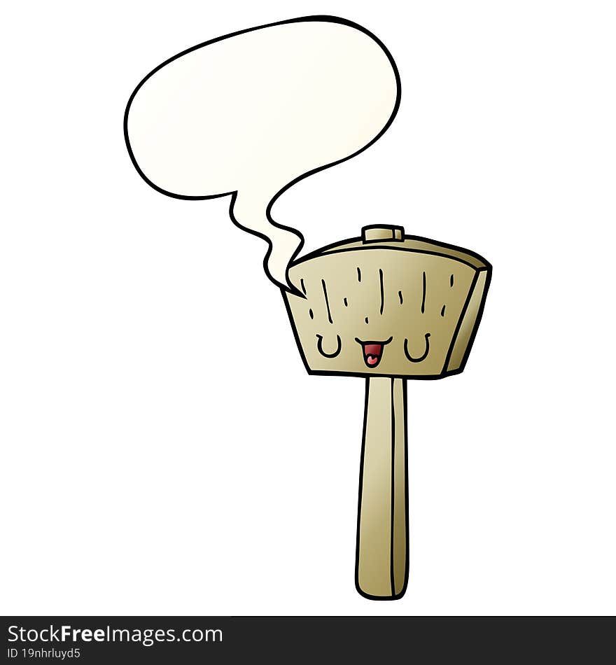 cartoon mallet and speech bubble in smooth gradient style