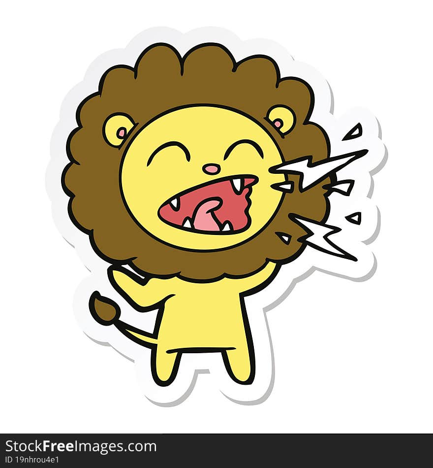 Sticker Of A Cartoon Roaring Lion