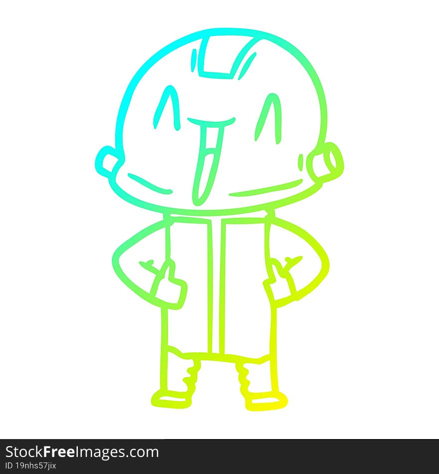 cold gradient line drawing cartoon robot