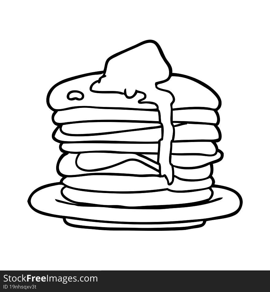 line drawing of a stack of pancakes. line drawing of a stack of pancakes