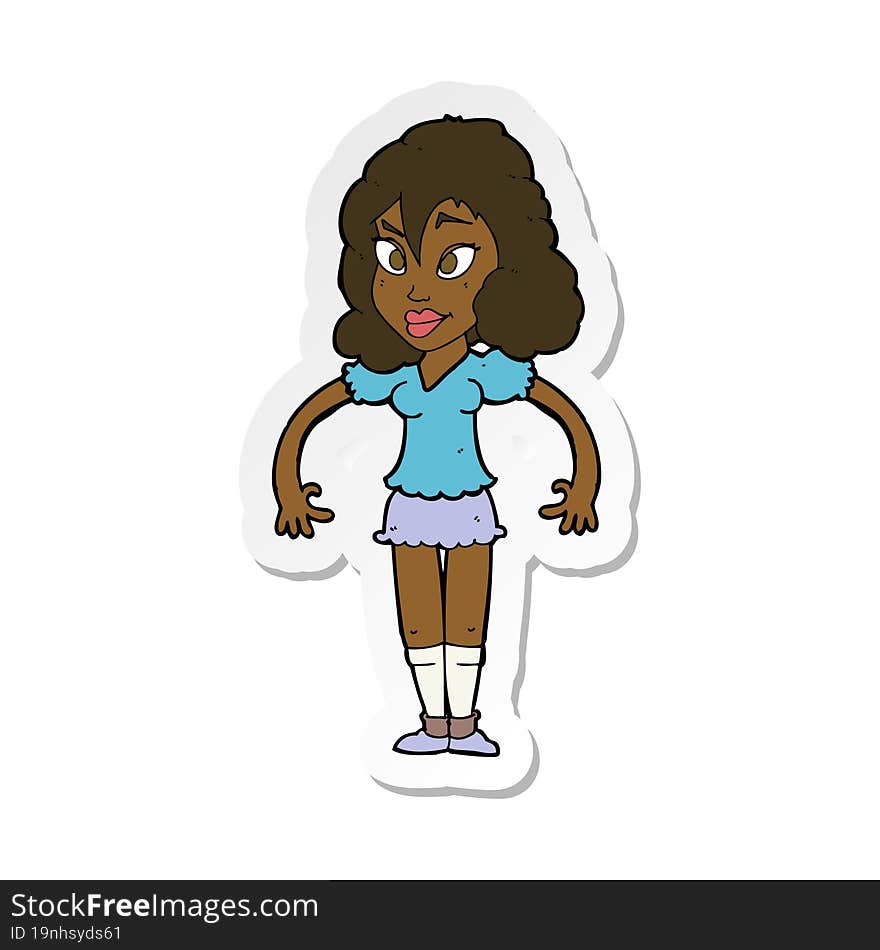 sticker of a cartoon pretty woman