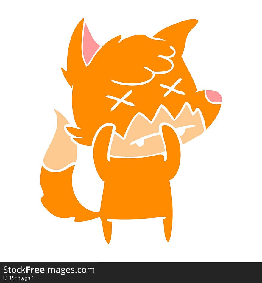 flat color style cartoon dead fox