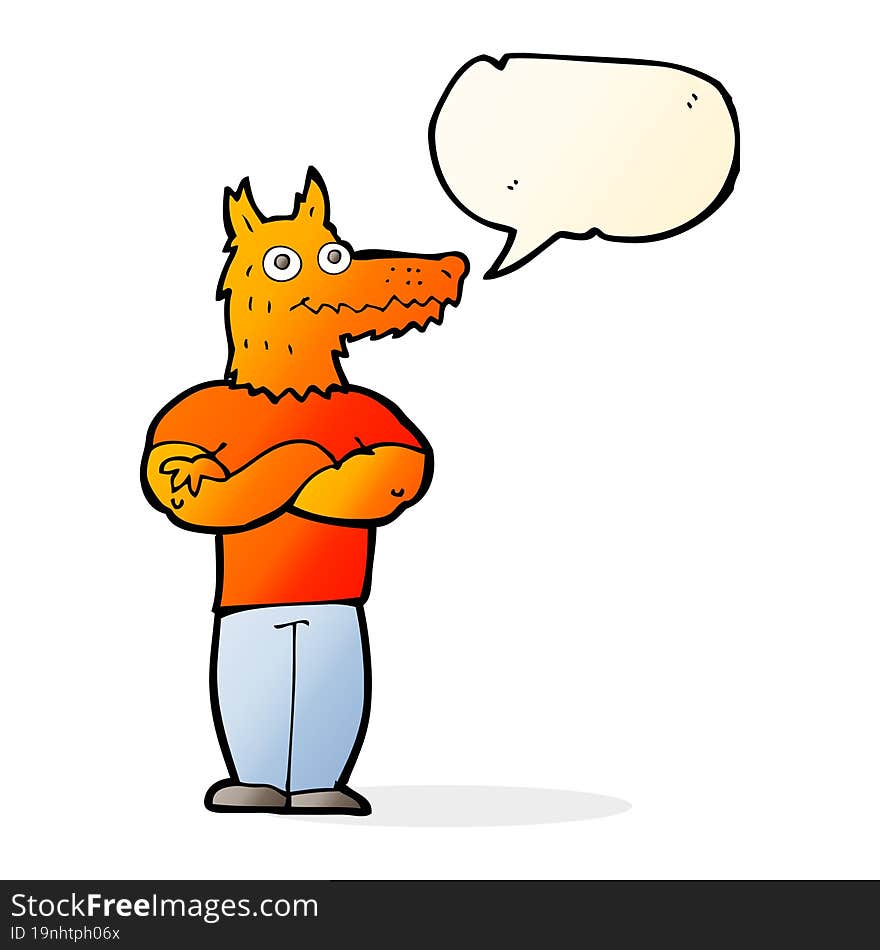 cartoon fox man with speech bubble