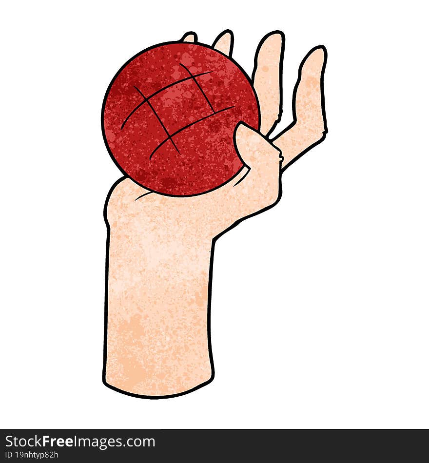 cartoon hand throwing ball. cartoon hand throwing ball