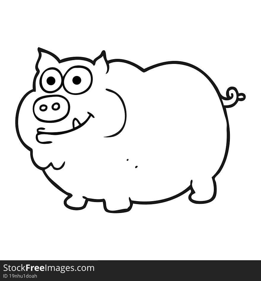 black and white cartoon pig