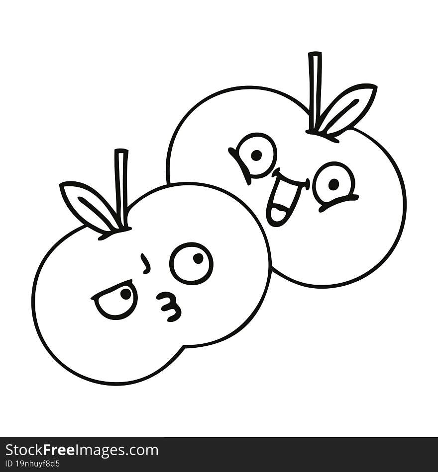 line drawing cartoon apples