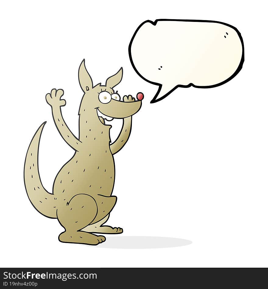 freehand drawn speech bubble cartoon kangaroo