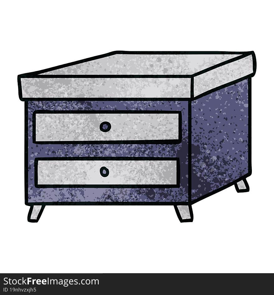 hand drawn textured cartoon doodle of a bedside table