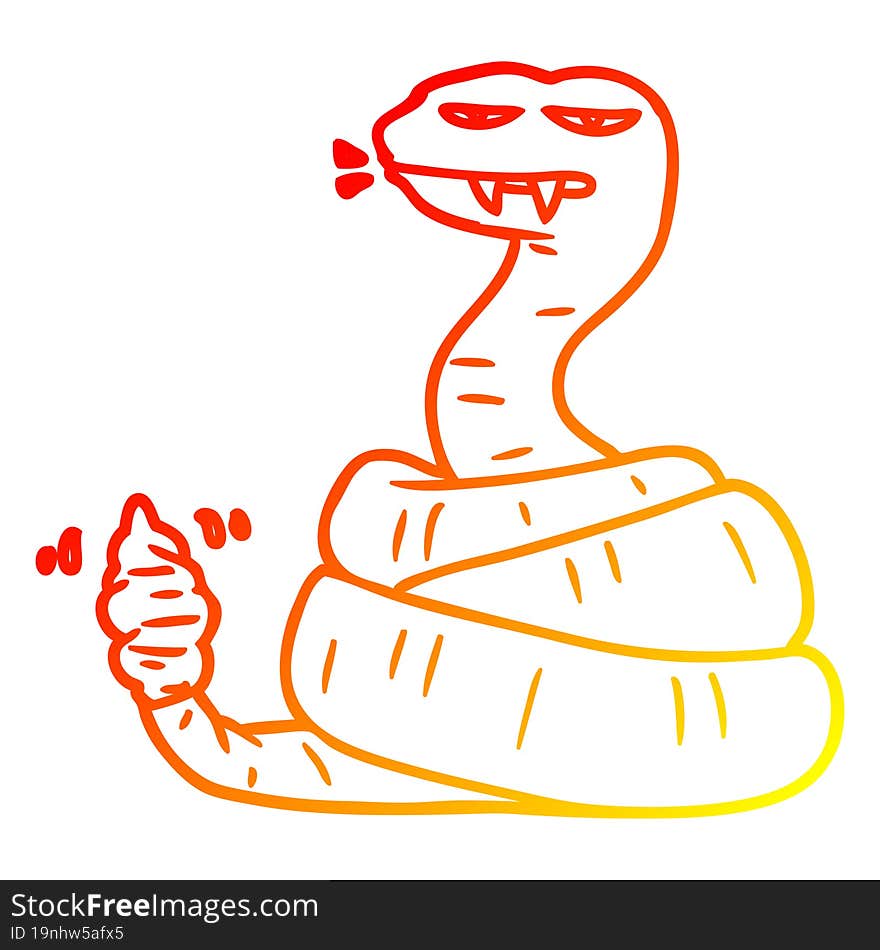 warm gradient line drawing cartoon angry rattlesnake