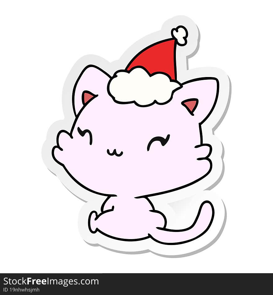 Christmas Sticker Cartoon Of Kawaii Cat