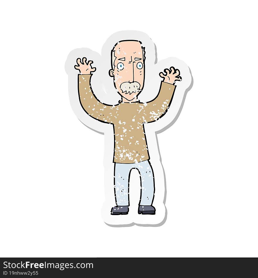 retro distressed sticker of a cartoon angry dad