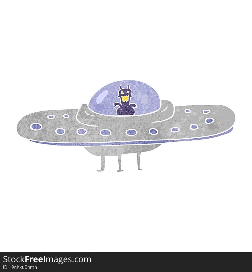 retro cartoon flying saucer