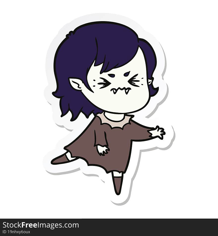 sticker of a annoyed cartoon vampire girl