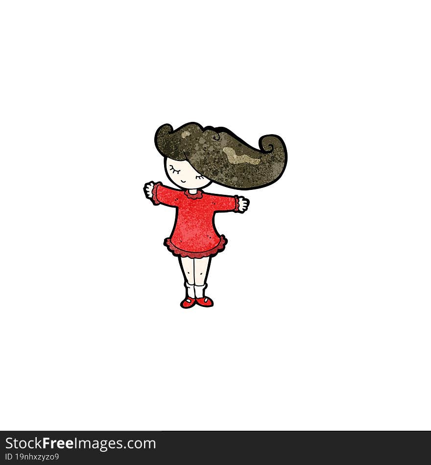 Cartoon Girl With Hair Blowing In Wind