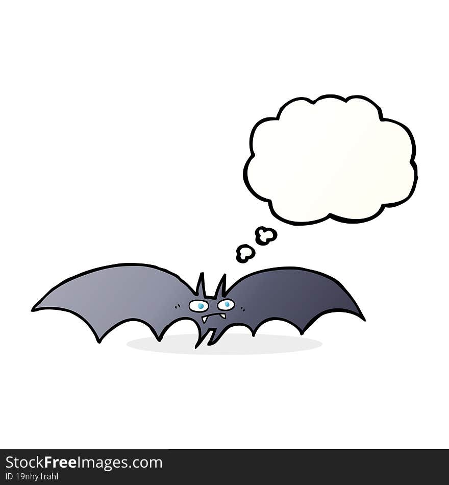 cartoon vampire bat with thought bubble