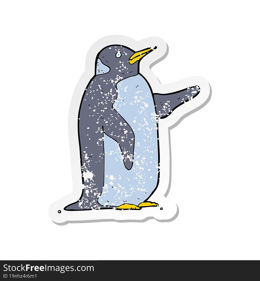 Retro Distressed Sticker Of A Cartoon Penguin