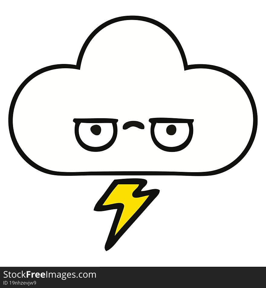 cute cartoon of a storm cloud. cute cartoon of a storm cloud