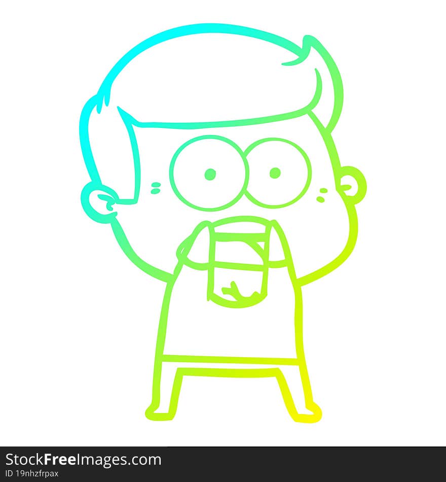 cold gradient line drawing cartoon shocked man