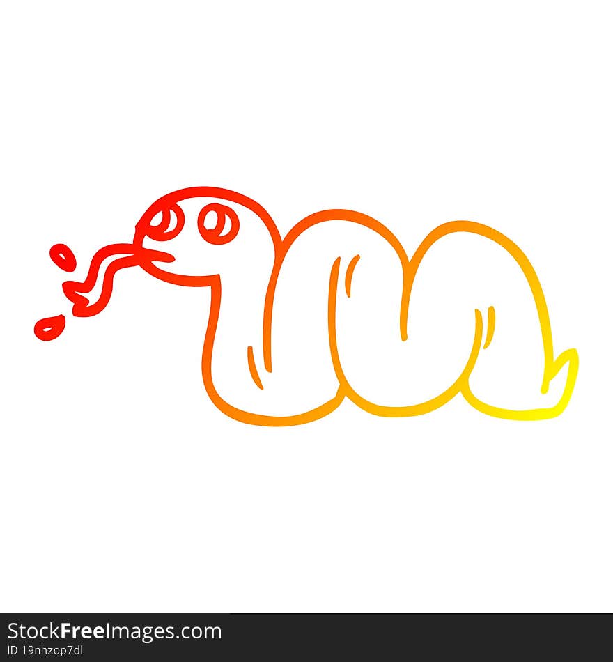 Warm Gradient Line Drawing Cartoon Snake