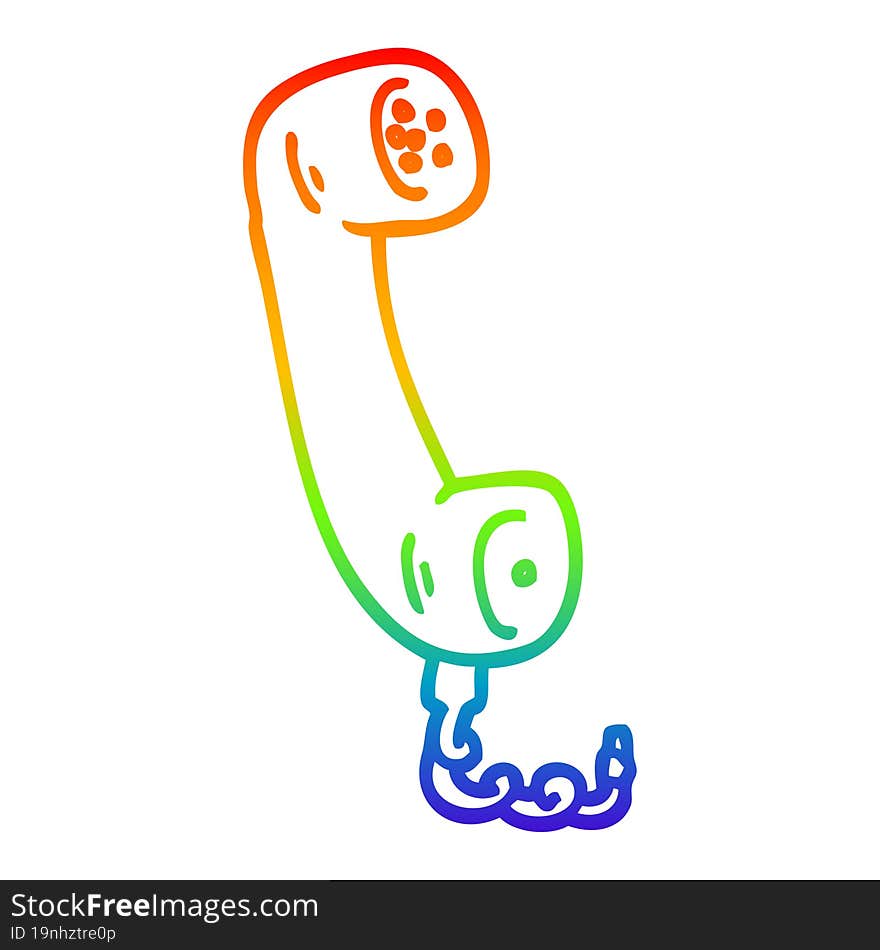 rainbow gradient line drawing cartoon telephone handset