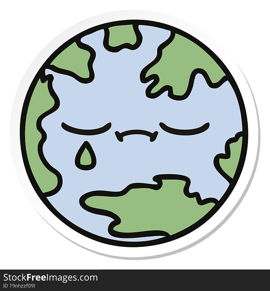 Sticker Of A Cute Cartoon Planet Earth