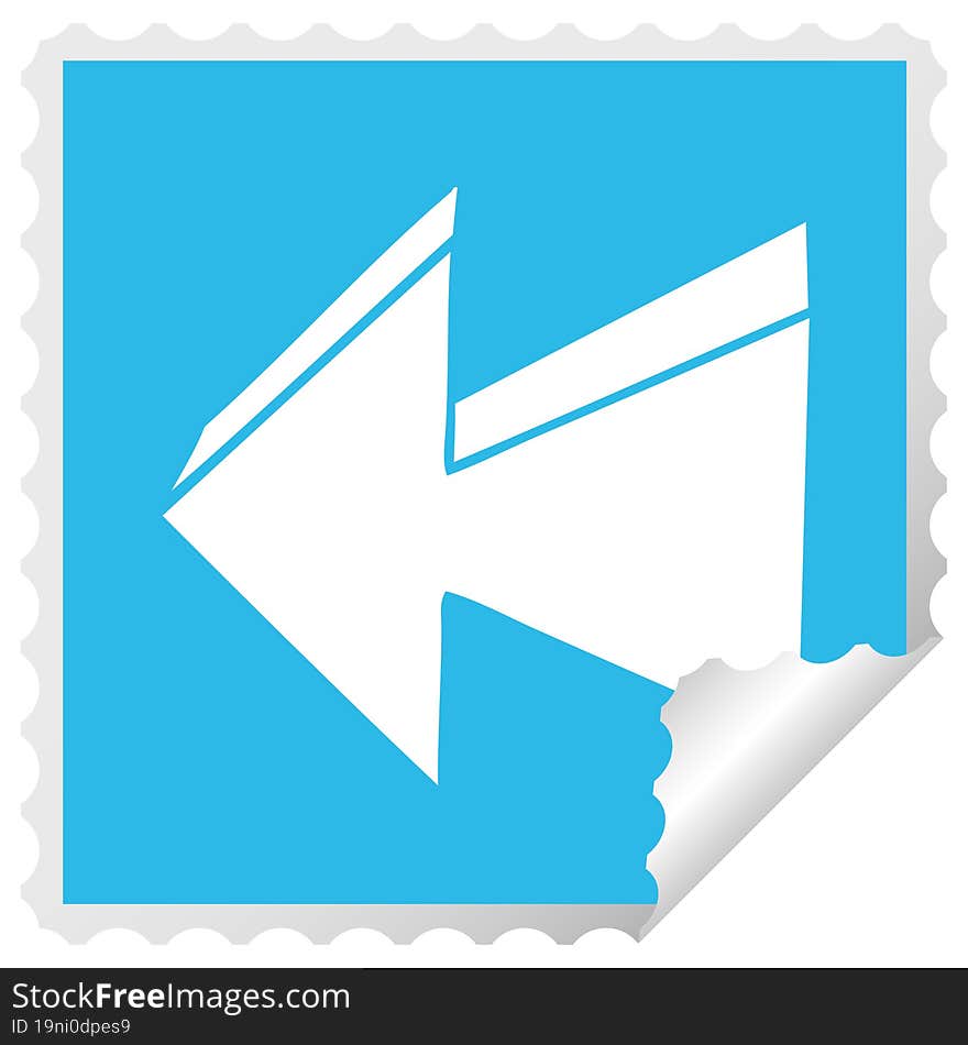 Quirky Square Peeling Sticker Cartoon Arrow