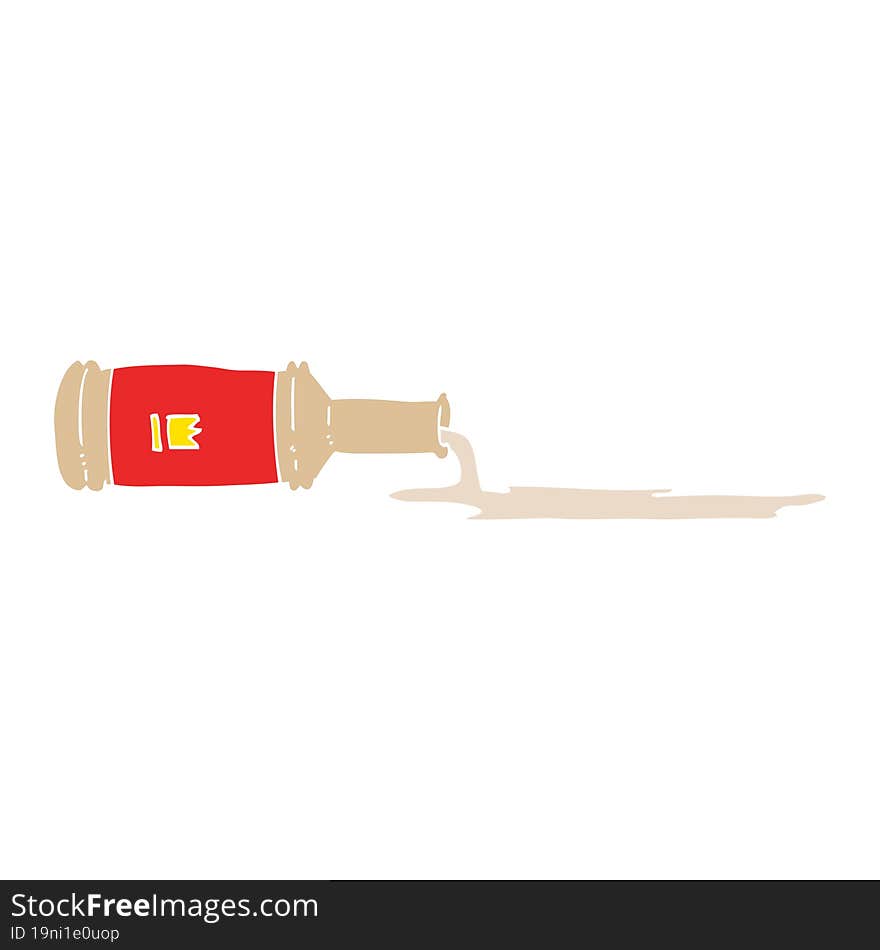 flat color illustration cartoon spilt bottle