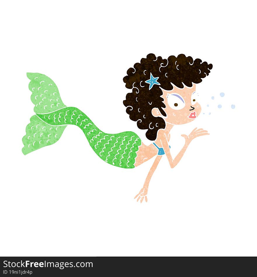 Cartoon Mermaid Blowing Kiss