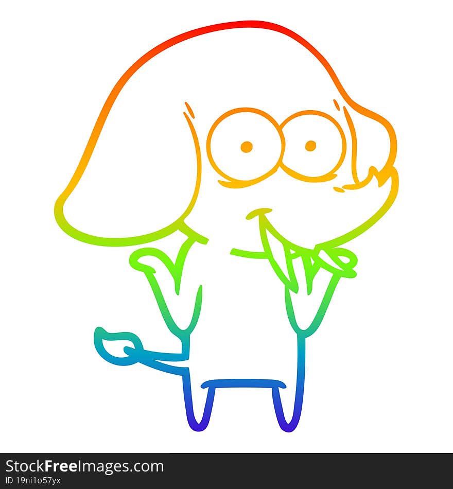 rainbow gradient line drawing happy cartoon elephant