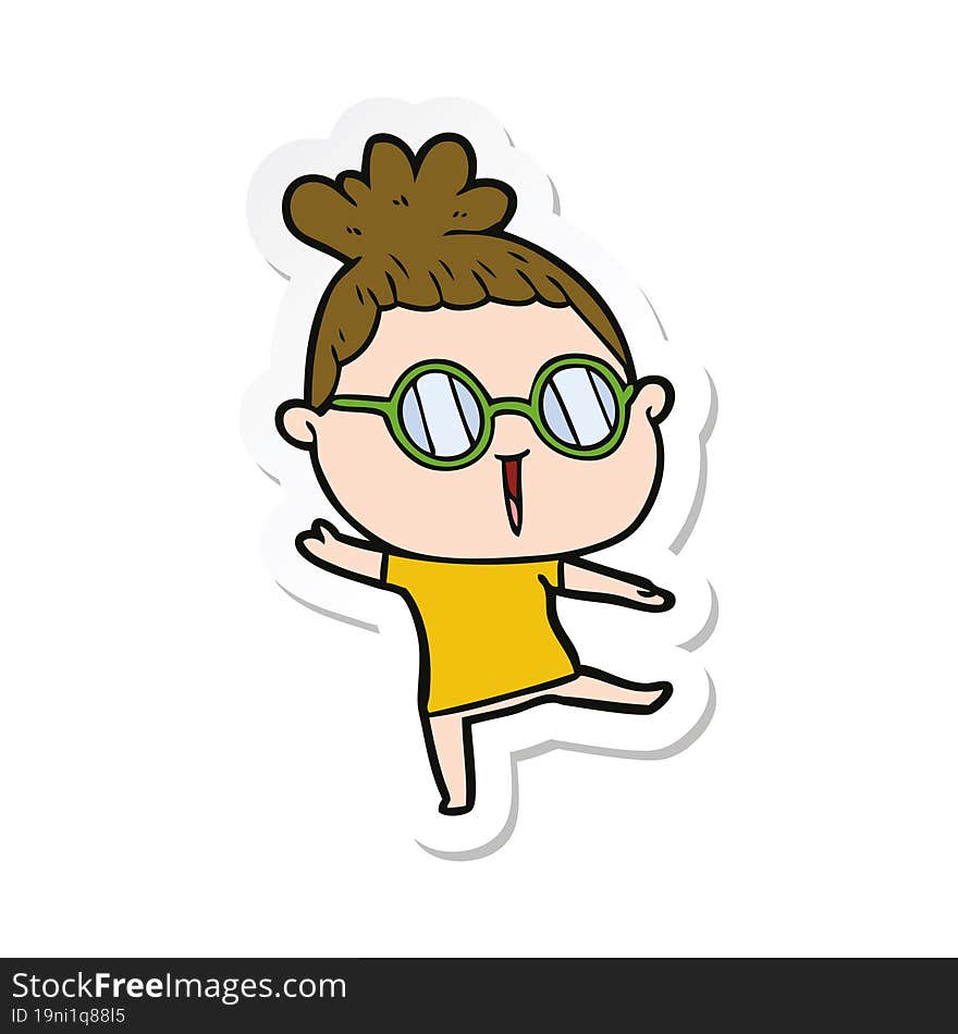 sticker of a cartoon woman wearing spectacles