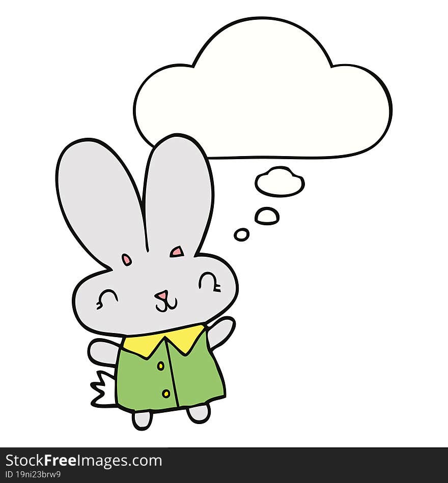 cute cartoon tiny rabbit and thought bubble