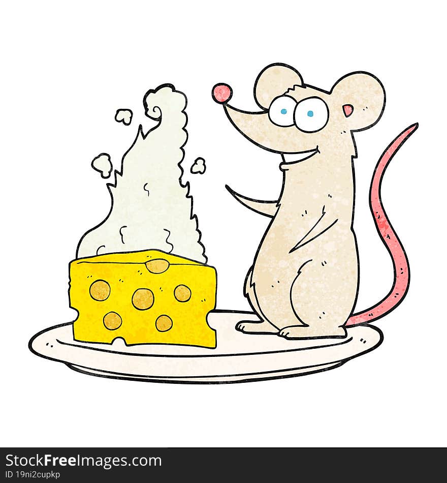 textured cartoon mouse with cheese