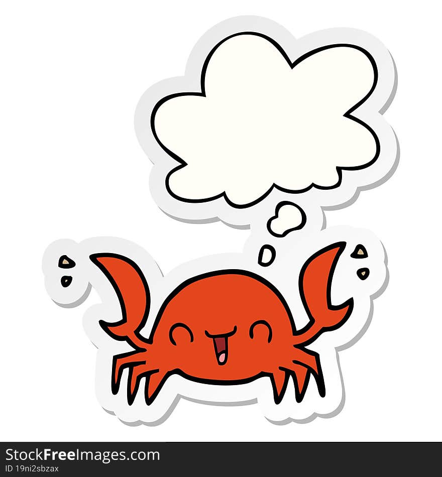 Cartoon Crab And Thought Bubble As A Printed Sticker