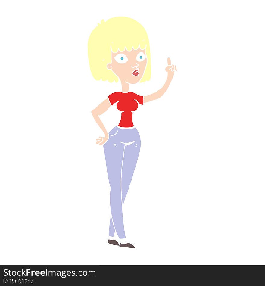 flat color illustration of a cartoon woman with idea