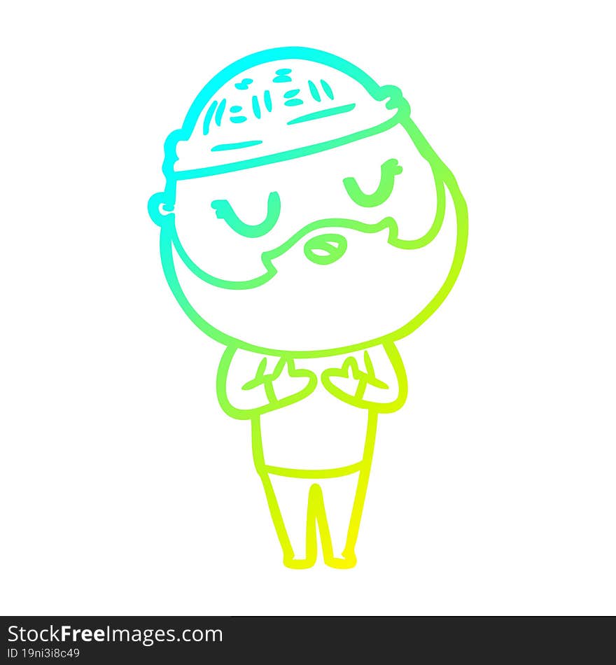 cold gradient line drawing cartoon man with beard