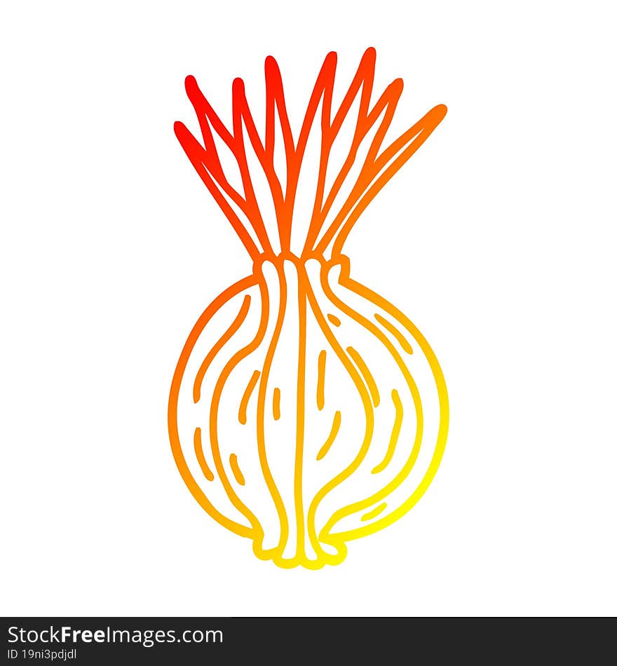 warm gradient line drawing of a cartoon sprouting onion