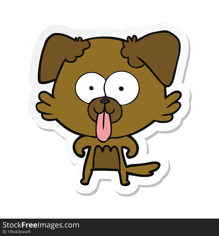 sticker of a cartoon dog with tongue sticking out