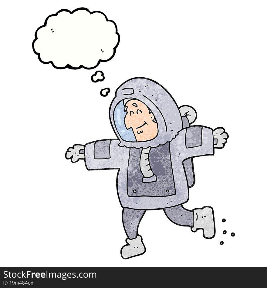 thought bubble textured cartoon astronaut