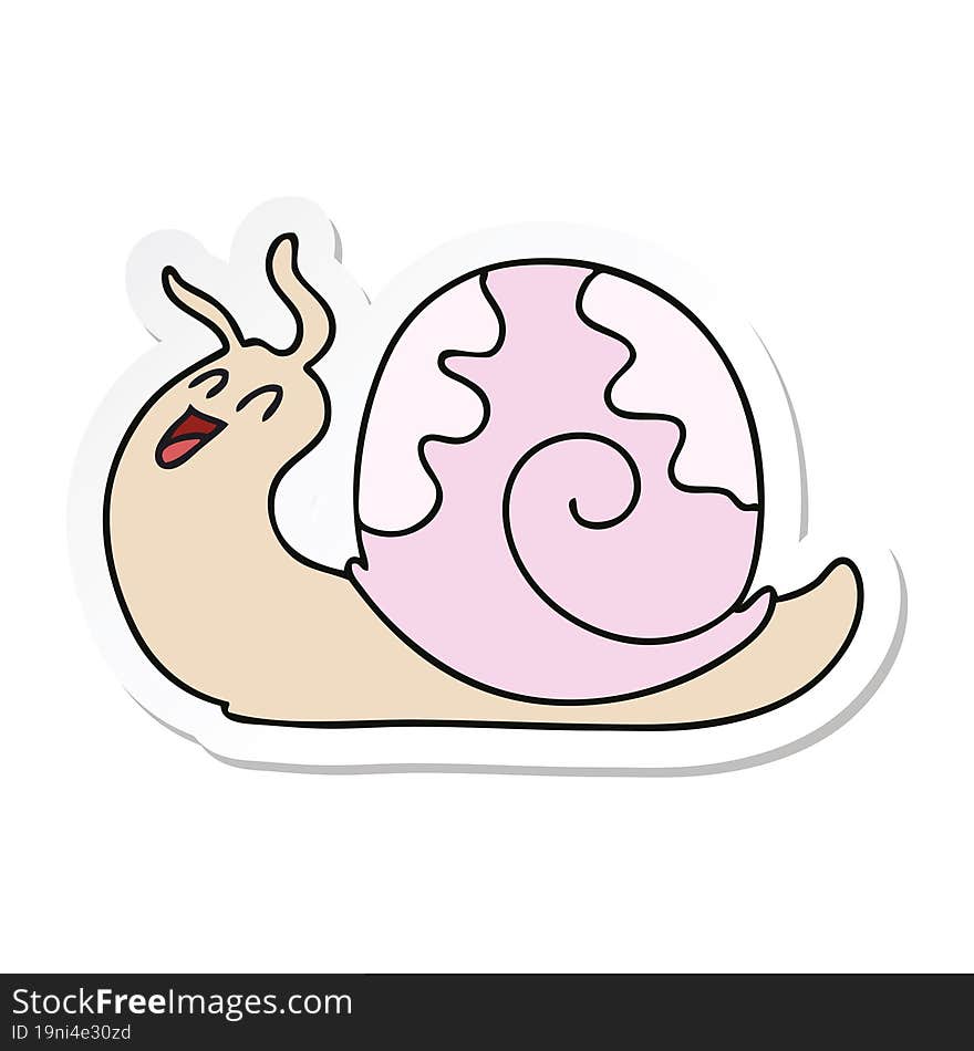 Sticker Of A Quirky Hand Drawn Cartoon Snail