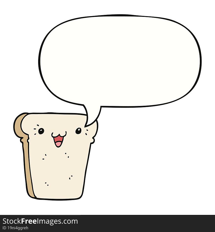 cartoon slice of bread with speech bubble. cartoon slice of bread with speech bubble