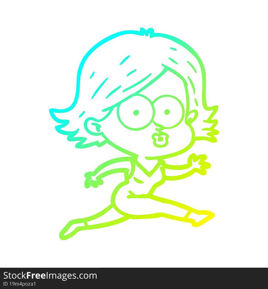 cold gradient line drawing cartoon girl pouting