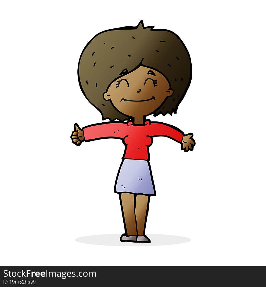 Cartoon Woman Giving Thumbs Up Sign